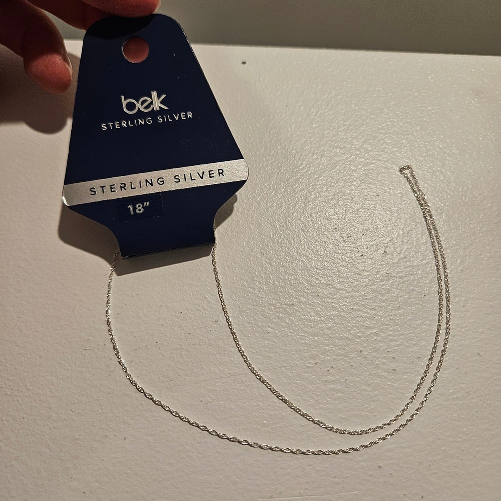 Belk Necklace Women 18in Silver Sterling Silver Rope Chain S14929-18B Italy NWT